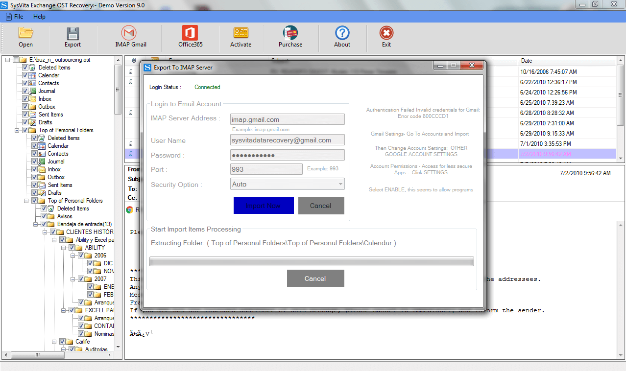 SysVita Exchange OST Recovery Software screenshot